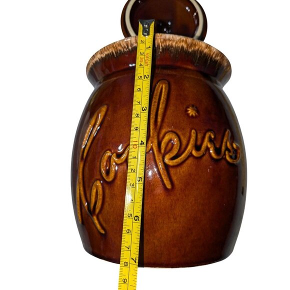 Hull Cookie Jar with Lid Oven Proof Brown Drip Glazed Ceramic Pottery with Lid - Picture 6 of 16